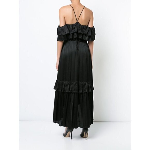 NWT Ulla Johnson Black Silk Louisa Ruffle Silk Tiered Dress - Picture 4 of 12